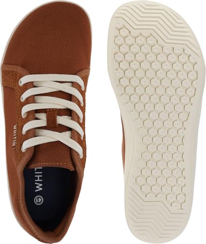 WHITIN Women's Canvas Barefoot Shoes Wide Sneakers - Brown Beige, Size 9