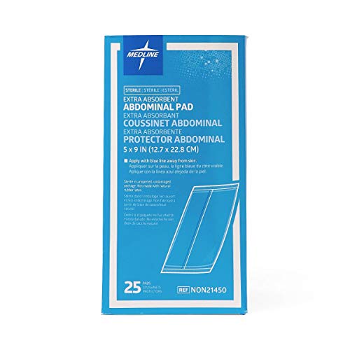 Medline Sterile Latex-Free Abdominal Pads 5 x 9 Inches - Pack of 400 - Hospital Grade