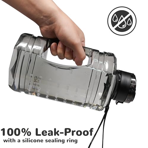 74oz Water Bottle with Motivational Time Marker, Large Hydration Jug - Clear