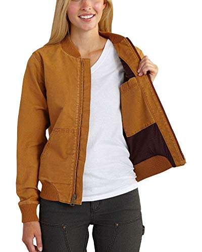 Medium Carhartt Women's Crawford Bomber Jacket Brown Rugged Flex Canvas