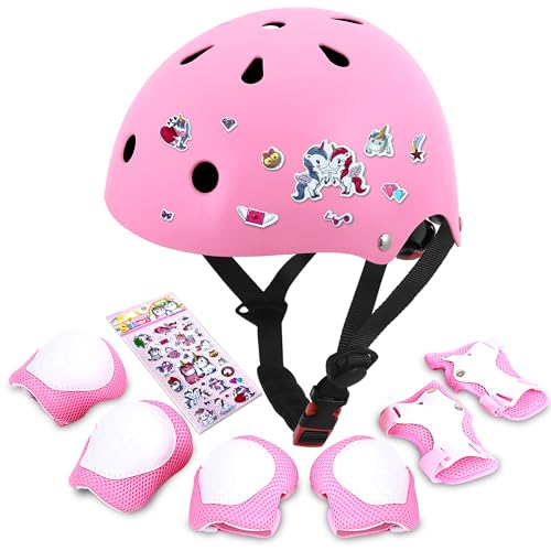 Kids Bike Helmet with Knee and Elbow Pads Set for Toddlers and Kids