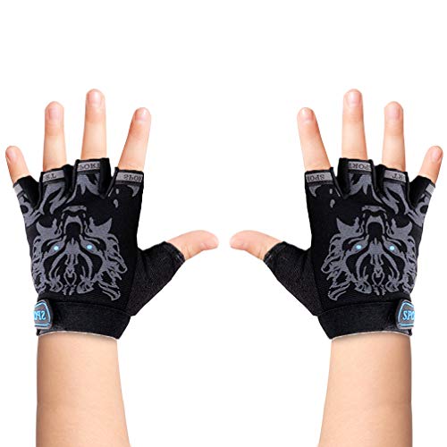 Kids Cycling & Fishing Gloves - Black, Medium - Non-Slip Grip, Breathable, Adjustable Wrist