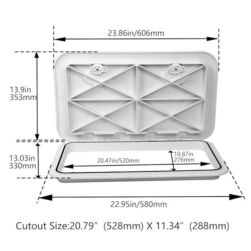 Amarine Made 24" x 14" Boat Hatch - White Deck Hatch with 180° Hinge