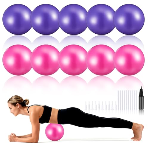 Mini Pilates Balls Set - Pink & Purple 9 Inch Exercise Stability Balls for Yoga, Fitness, Therapy