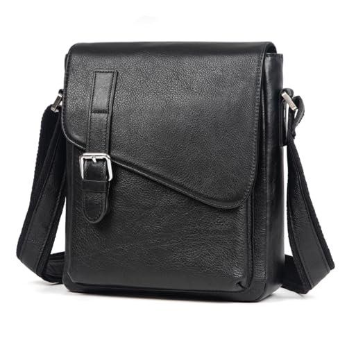 Augus Genuine Leather Messenger Bag for Men - Black1, Fits 11.5" Tablet