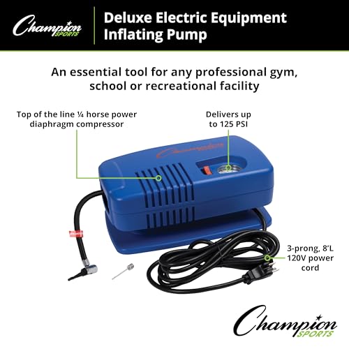Electric Ball Inflator Pump 1/4 HP 125 PSI Quiet Sports Ball Pump for Gym & Recreation