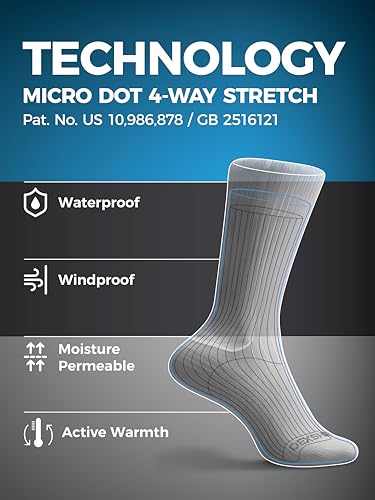 DexShell Waterproof Over-the-Ankle Socks - Large Jet Black Grey