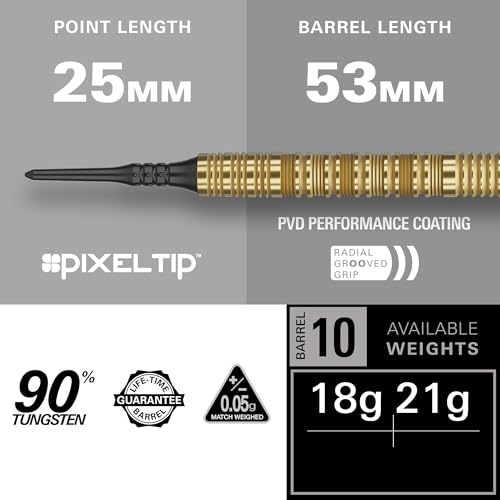 Target Darts Bolide Envy 21G Tungsten Soft Tip Dart Set with Pixel Tips & EVO Shafts
