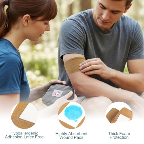 60 Pack Extra Large Adhesive Bandages 5 x 2 Inches - Soft, Breathable First Aid