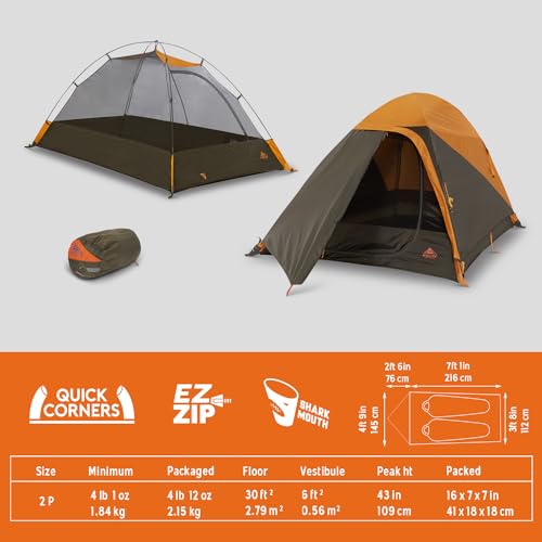 Kelty Grand Mesa 2 Person Backpacking Tent - 3 Season Camping Shelter