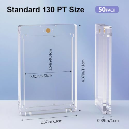 50 Pack Magnetic Card Holders 130PT Thick One Touch Card Sleeves for Trading Cards