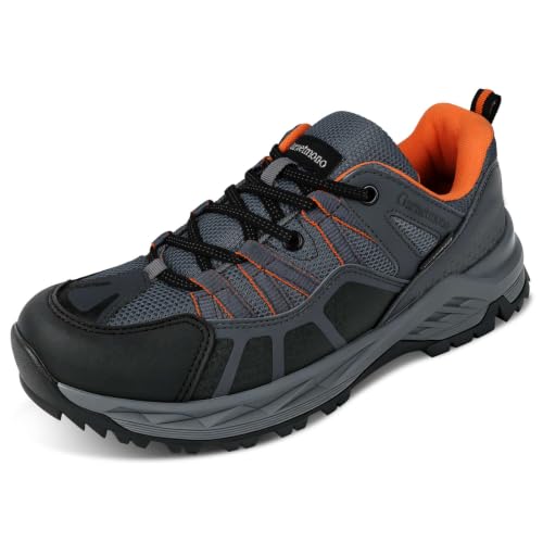 Men's Outdoor Hiking Trekking Shoes - Gray and Orange, Size 11.5