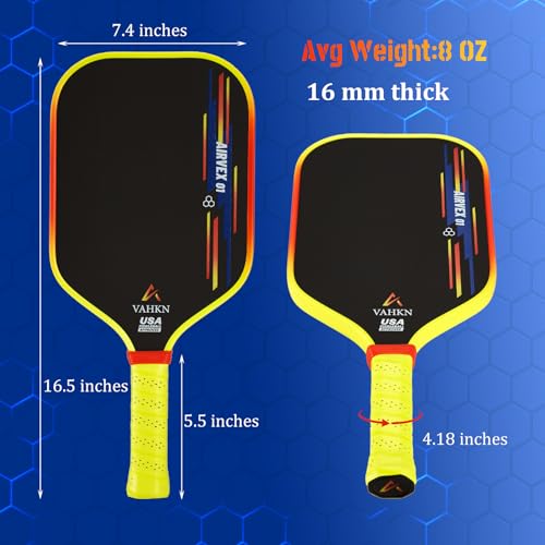 Pickleball Paddles Set of 2 - High-Spin Carbon Fiber, Vibrant Gradient Edge - Yellow & Orange, USAPA Approved