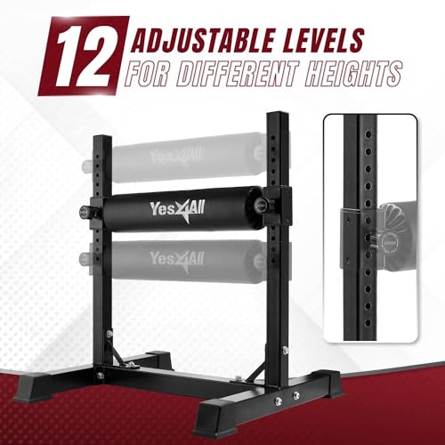 Yes4All Bulgarian Split Squat Stand - Adjustable Height, Black, Single Leg Roller
