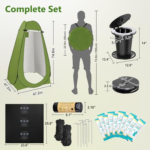 Portable Camping Toilet Kit with Privacy Tent – Collapsible & Adjustable