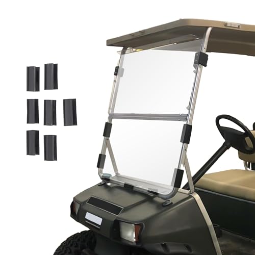 ECOTRIC Clear Fold-Down Windshield for 1982-2000.5 Club Car DS, High Clarity Acrylic