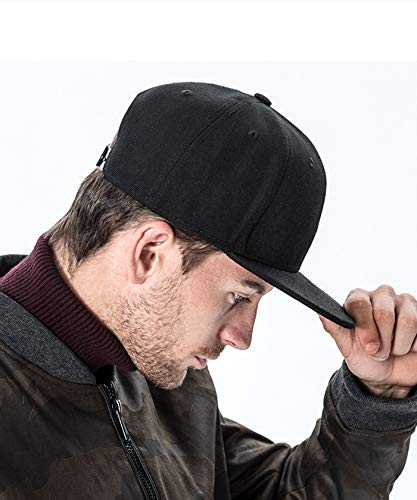 Adjustable Snapback Baseball Cap for Men Boys Skateboard Trucker Hat Black