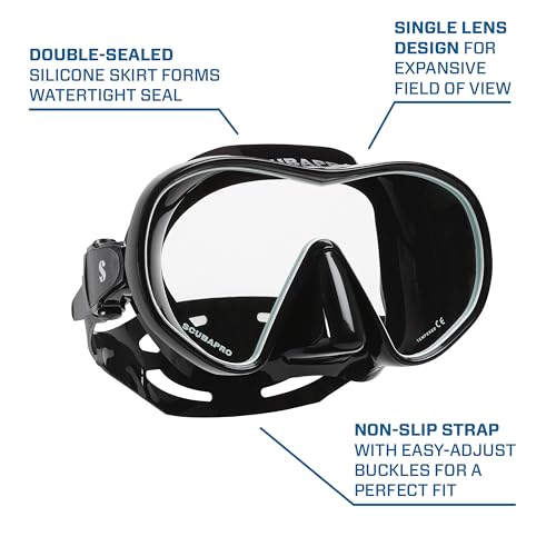 ScubaPro Solo Snorkeling Dive Mask Black - One Size, Frameless, Low Volume