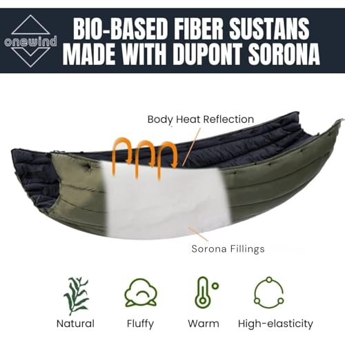 OneWind Double Hammock Underquilt - Green / 35F-50F Insulation, Ultralight Camping Quilt