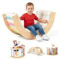 Costzon Multicolor Wooden Rocking Climbing Arch for Kids with Cushion & Storage