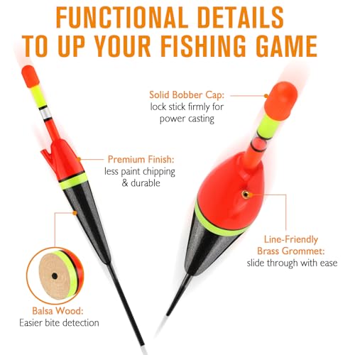 Light Up Slip Bobbers with Glow Sticks 6PCS - 1/6oz Fishing Floats