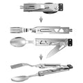 5-in-1 Camping Utensils Set with Pouch - Folding Fork Knife Spoon