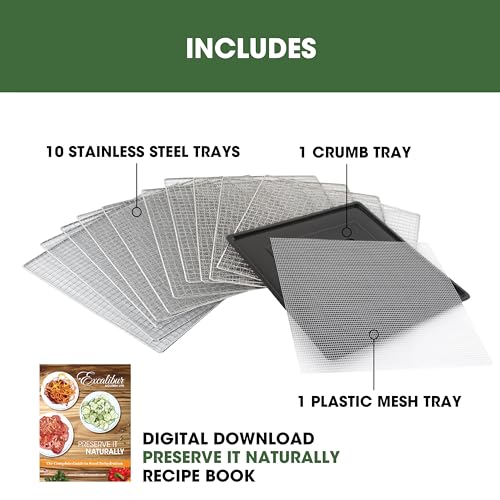 Excalibur 10-Tray Electric Food Dehydrator with Adjustable Temp, Black