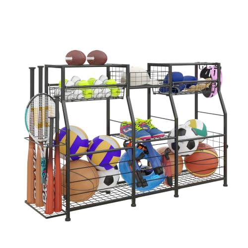 Sports Equipment Storage Rack with Bat Holder for Garage & Gym