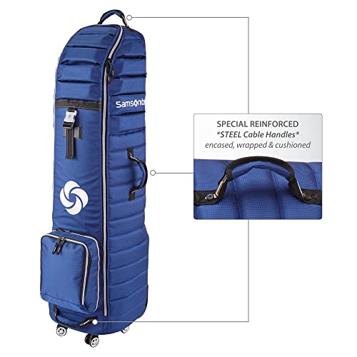 Samsonite Blue Quilted Golf Travel Cover with Wheels - Premium Protective Bag
