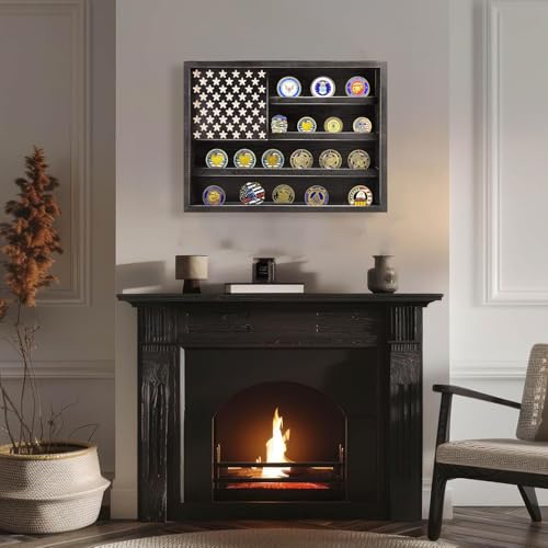 Military Challenge Coin Display Case Wall Mount Shadow Box for Medals and Souvenirs
