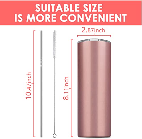 Deitybless 20 oz Stainless Steel Double Insulated Travel Mug with 6 Straws & Cleaning Brushes