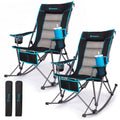 FUNDANGO Oversized Rocking Camping Chair 2 Pack Black - Foldable & Padded