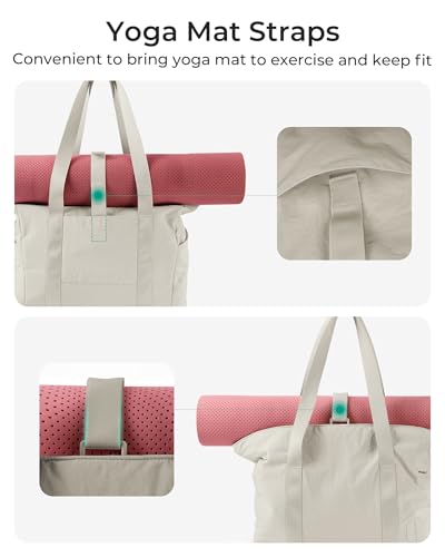 BAGSMART Gym Tote Bag for Women - Grayish Brown Small 24L Travel & Yoga Mat Organizer