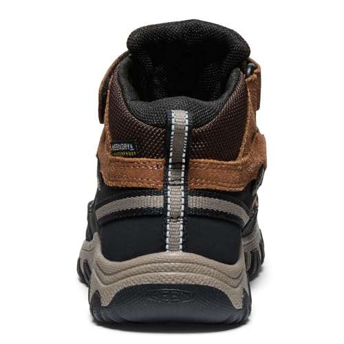 KEEN Kids Targhee 4 Mid Waterproof Hiking Boots - Big Kid Bison/Brindle, Durable & Comfortable