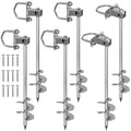 Silver Ground Anchors 24 Inch 6 Pack - Heavy Duty Earth Stakes for Shed & Swing Set