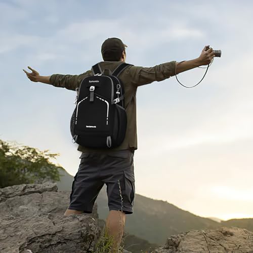 Lightweight Foldable 35L Daypack Backpack - Black, Packable & Water-Resistant