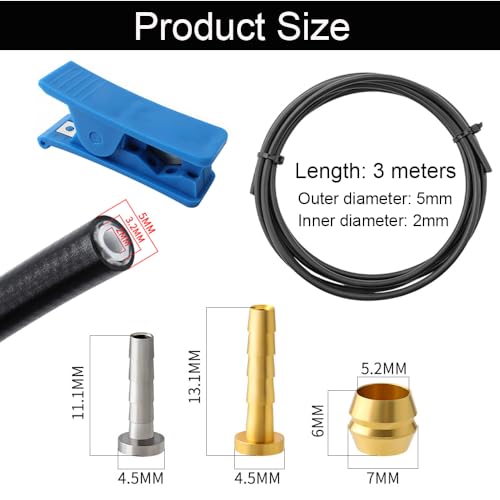 3000mm Bicycle Hydraulic Brake Hose Kit for Shimano, SRAM, Avid - Includes Fittings & Cutter
