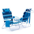 Blue Stripe Folding Beach Chair 2 Pack with Mesh Fabric & Cooler Bag