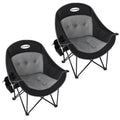 Coldbee Black Oversized Padded Camping Chair 2 Pack with Cooler & Cup Holders