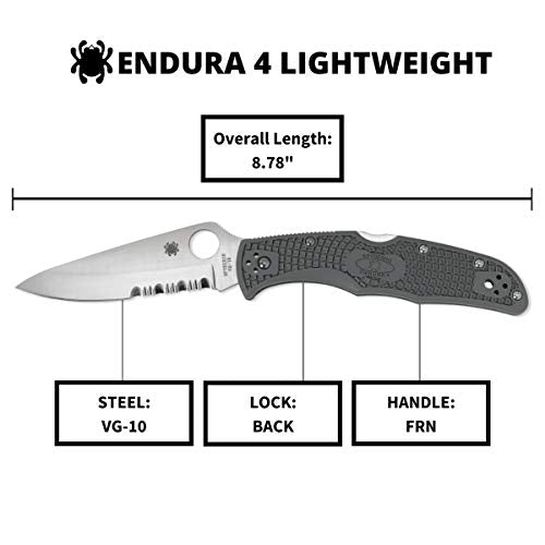 Spyderco Endura 4 Foliage Green Handle Folding Knife 3.8" VG-10 Blade, CombinationEdge