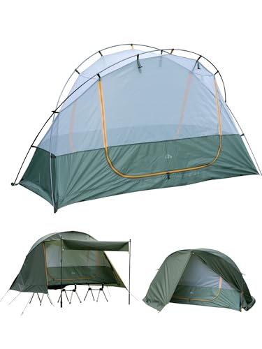 iClimb Ultralight 4-Season Solo Tent Waterproof with Snow Skirt - Green