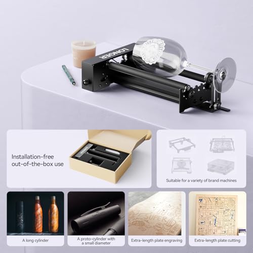 Longer Rotary Roller Series for Laser Engravers 268x184x60mm 360° Cylindrical Object Engraving