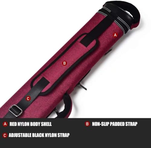 Champion 3x6 Nylon Leatherette Pool Cue Case - Red, Holds 3 Butts & 6 Shafts