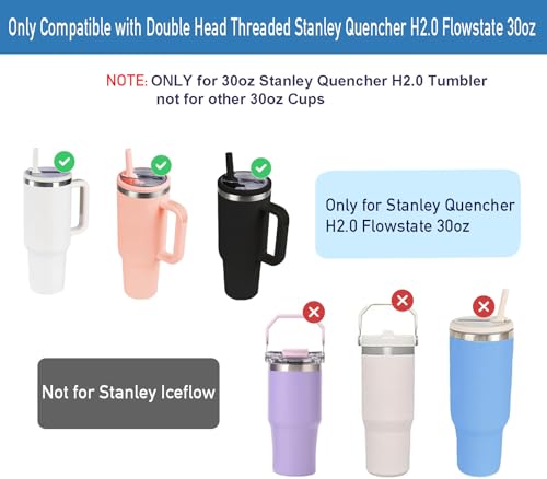 White 2 Pack 30 oz Tumbler Flip Straw Lid Replacement for Stanley Quencher