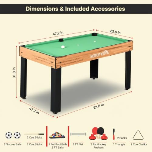 4-in-1 Multi Game Table with Foosball, Air Hockey, Pool & Ping Pong – 48 Inch