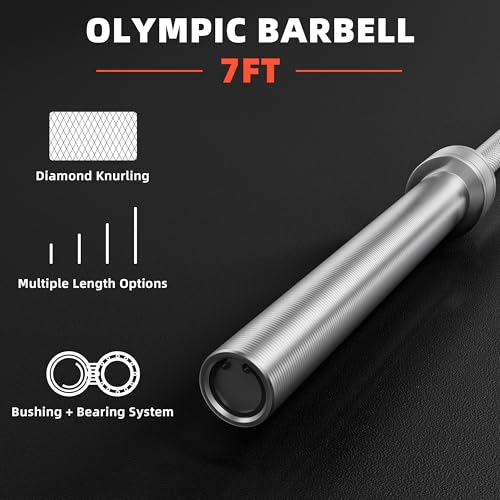 ALTLER 7FT Olympic Barbell Bar - Heavy-Duty 2-Inch Weightlifting Bar for Strength Training