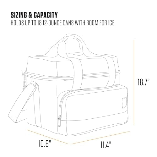 Carhartt 18 Can Insulated Cooler Bag - Black, Water-Resistant with Front Pocket