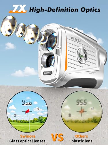Magnetic Golf Rangefinder with Slope – 7X Magnification, 1300Y Range, Grey