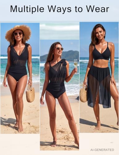 Women's High Waist Bikini Sets Tummy Control Swimsuit - Medium Black