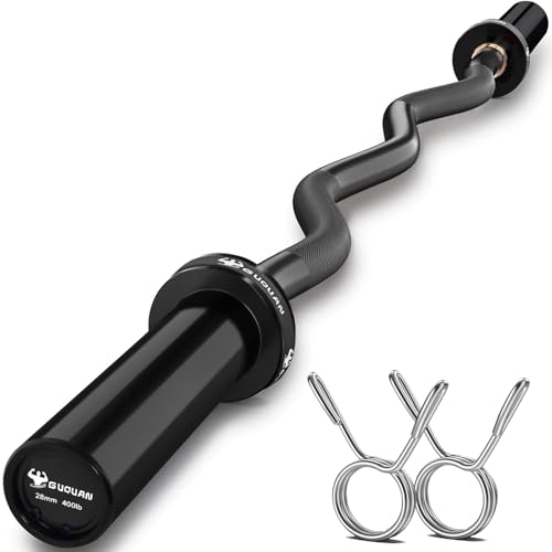 Black Olympic EZ Curl Barbell 2 Inch 4ft Bar for Home Gym Workout
